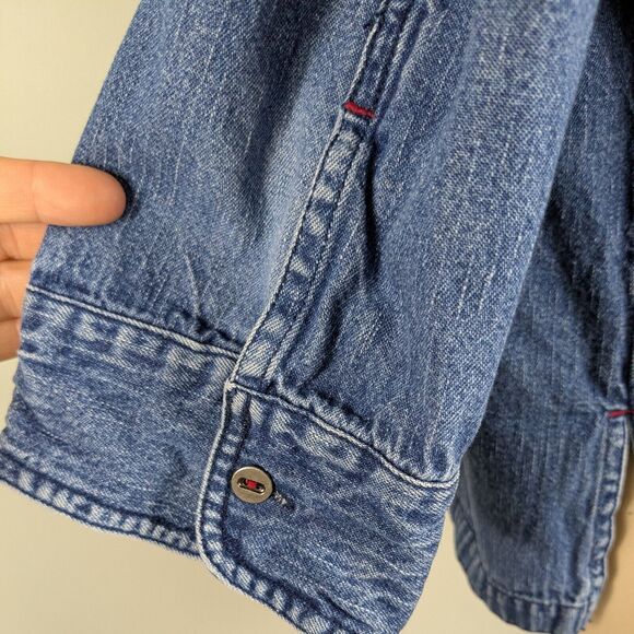 Vintage Chicos Denim Top Topper Jacket XL Blue Jean Boxy Layering Lagenlook Prep - Picture 7 of 11